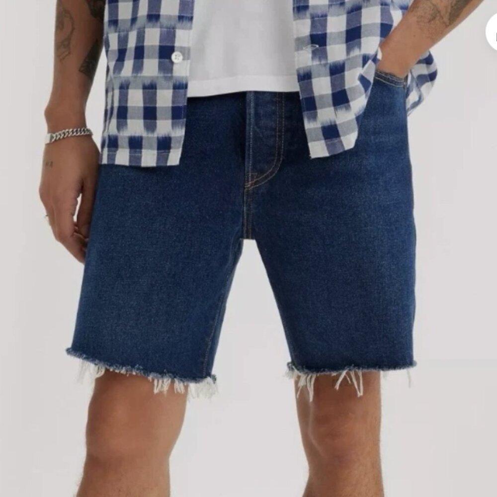 Levi's 501 Premium Denim Shorts Mens 36 Button Fly Cut-off Jeans Blue Wash NEW